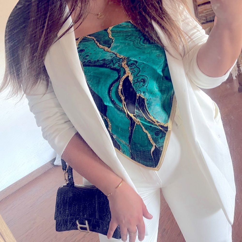 Turquoise printed scarf